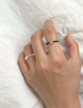 Luminous Handmade Pearl Aurora Transparent Bead Ring Beach Look
