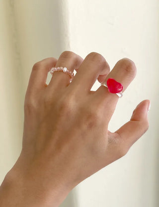 Luminous Handmade Pearl Aurora Transparent Bead Ring Beach Look