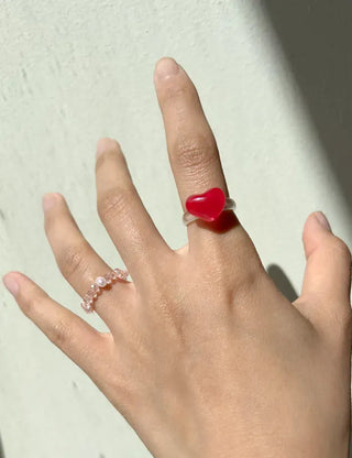 Luminous Handmade Pearl Aurora Transparent Bead Ring Beach Look