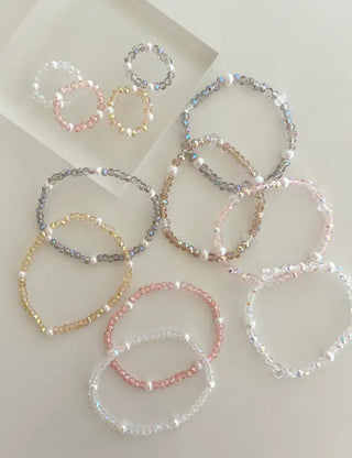Luminous Handmade Pearl Aurora Transparent Bead Ring Beach Look