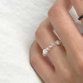 Luminous Handmade Pearl Aurora Transparent Bead Ring Beach Look