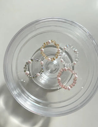 Luminous Handmade Pearl Aurora Transparent Bead Ring Beach Look