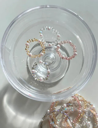 Luminous Handmade Pearl Aurora Transparent Bead Ring Beach Look