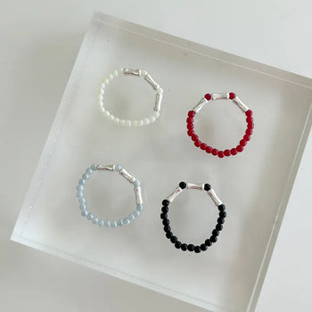 925 Silver Beaded Ring Vintage Layered Ring