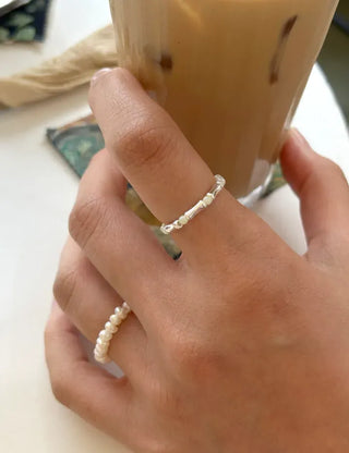 925 Silver Beaded Ring Vintage Layered Ring