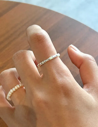 925 Silver Beaded Ring Vintage Layered Ring