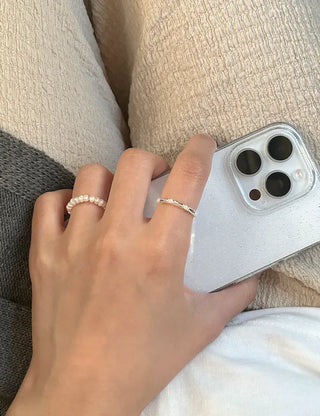 925 Silver Beaded Ring Vintage Layered Ring