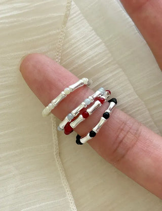 925 Silver Beaded Ring Vintage Layered Ring