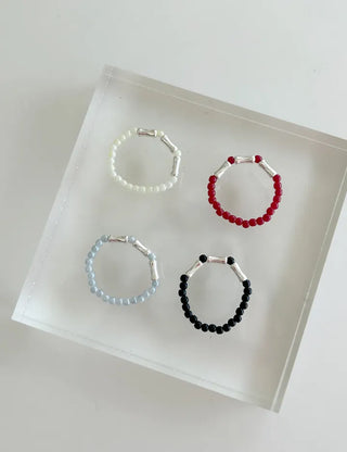 925 Silver Beaded Ring Vintage Layered Ring