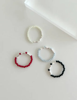 925 Silver Beaded Ring Vintage Layered Ring