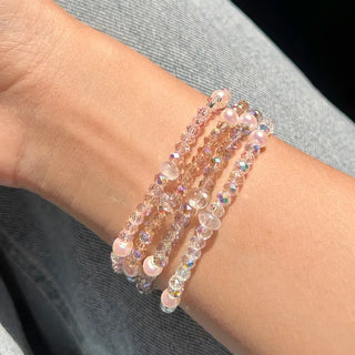 Made Pearl Bead Bracelet Aurora Transparent Summer Layered