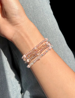 Made Pearl Bead Bracelet Aurora Transparent Summer Layered