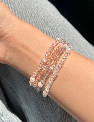 Made Pearl Bead Bracelet Aurora Transparent Summer Layered