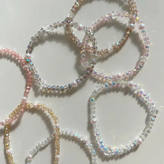Made Pearl Bead Bracelet Aurora Transparent Summer Layered