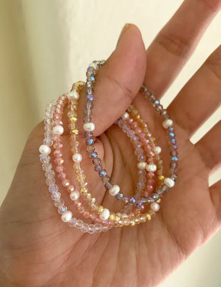 Made Pearl Bead Bracelet Aurora Transparent Summer Layered