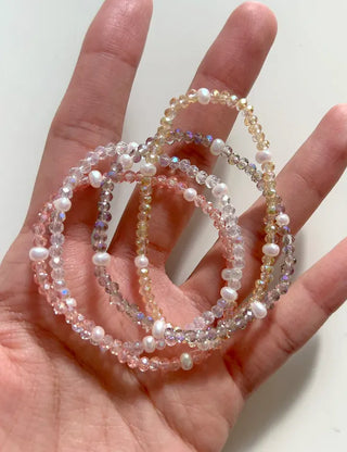 Made Pearl Bead Bracelet Aurora Transparent Summer Layered