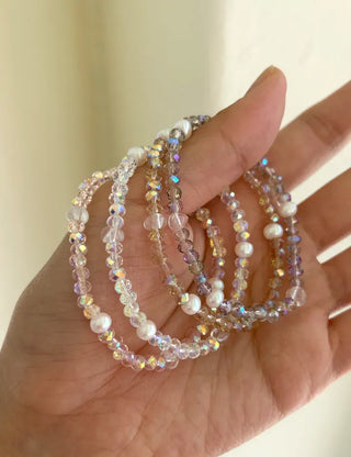 Made Pearl Bead Bracelet Aurora Transparent Summer Layered