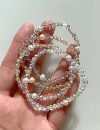 Made Pearl Bead Bracelet Aurora Transparent Summer Layered