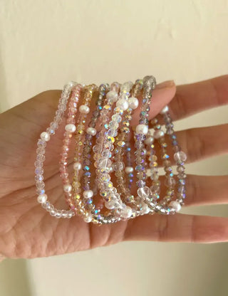 Made Pearl Bead Bracelet Aurora Transparent Summer Layered