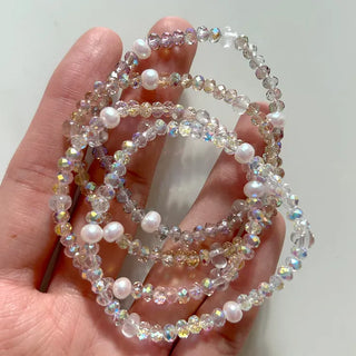 Made Pearl Bead Bracelet Aurora Transparent Summer Layered