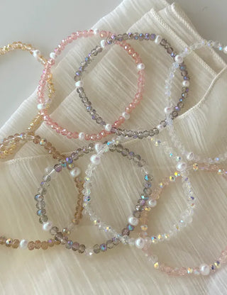 Made Pearl Bead Bracelet Aurora Transparent Summer Layered