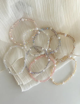 Made Pearl Bead Bracelet Aurora Transparent Summer Layered