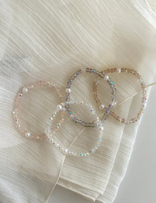 Made Pearl Bead Bracelet Aurora Transparent Summer Layered