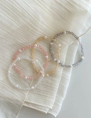 Made Pearl Bead Bracelet Aurora Transparent Summer Layered