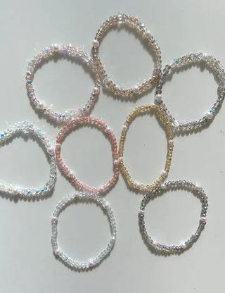 Made Pearl Bead Bracelet Aurora Transparent Summer Layered