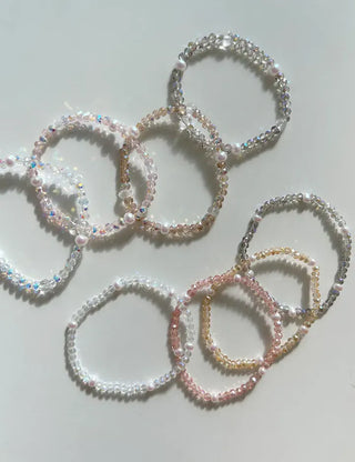Made Pearl Bead Bracelet Aurora Transparent Summer Layered