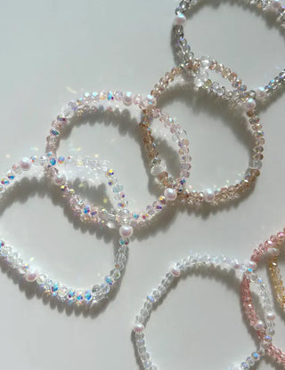 Made Pearl Bead Bracelet Aurora Transparent Summer Layered