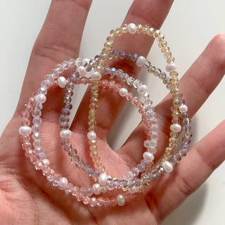 Made Pearl Bead Bracelet Aurora Transparent Summer Layered