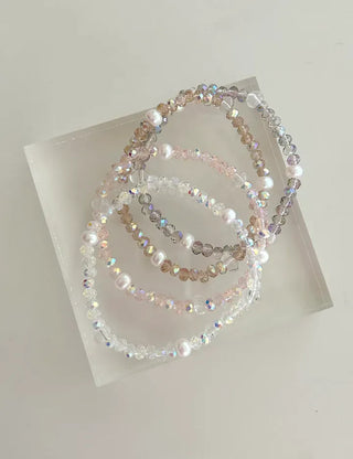 Made Pearl Bead Bracelet Aurora Transparent Summer Layered