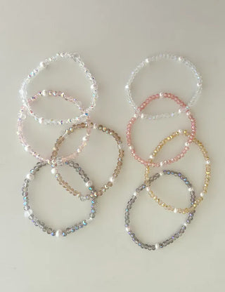 Made Pearl Bead Bracelet Aurora Transparent Summer Layered