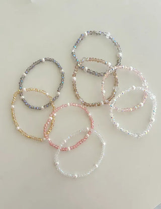 Made Pearl Bead Bracelet Aurora Transparent Summer Layered