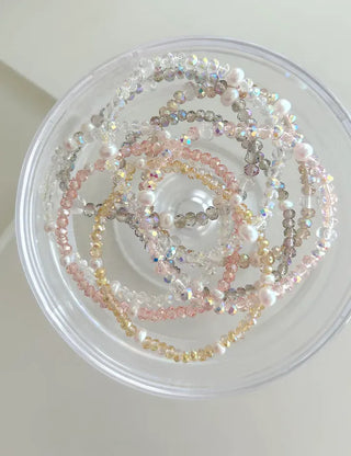 Made Pearl Bead Bracelet Aurora Transparent Summer Layered