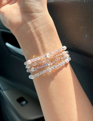 Made Pearl Bead Bracelet Aurora Transparent Summer Layered