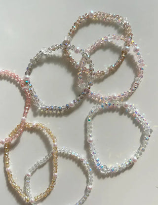 Made Pearl Bead Bracelet Aurora Transparent Summer Layered