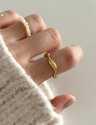 Surgical Bold Wave Fashion Layered Ring