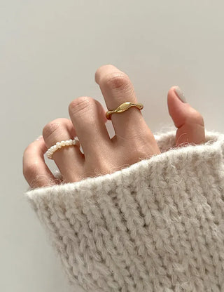 Surgical Bold Wave Fashion Layered Ring