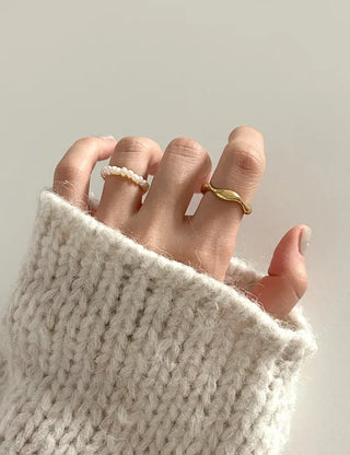 Surgical Bold Wave Fashion Layered Ring