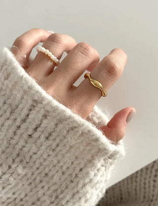 Surgical Bold Wave Fashion Layered Ring