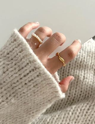 Surgical Bold Wave Fashion Layered Ring
