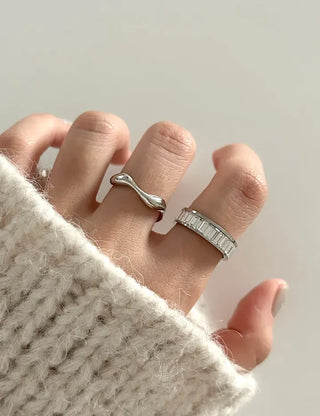 Surgical Bold Wave Fashion Layered Ring