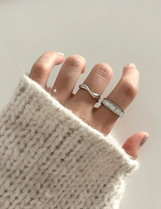 Surgical Bold Wave Fashion Layered Ring