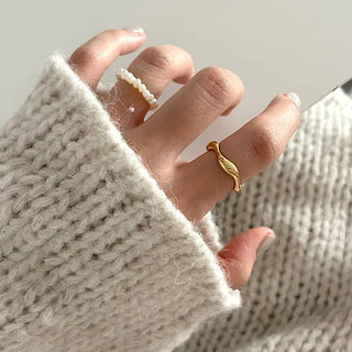 Surgical Bold Wave Fashion Layered Ring