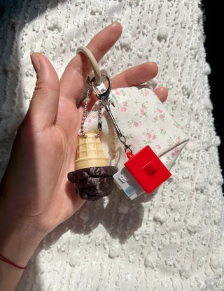 Ice cream clicker keyring keycap bag keyholder