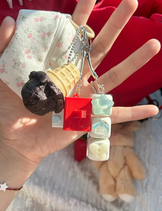 Ice cream clicker keyring keycap bag keyholder