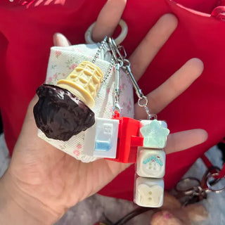 Ice cream clicker keyring keycap bag keyholder