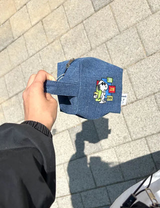 Authentic Snoopy Denim Tote Bag Pouch Mini Bag